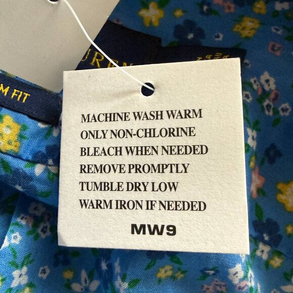 Ralph Lauren blue floral long sleeve collared button down shirt women's size M - Picture 12 of 12